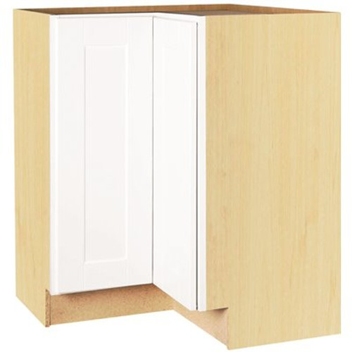 Hampton Bay Shaker Satin White Stock Assembled Lazy Susan Corner Base Kitchen Cabinet (28.5 in. x 34.5 in. x16.5 in.)