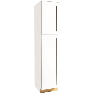 Hampton Bay Shaker Satin White Stock Assembled Pantry Kitchen Cabinet (18 in. x 84 in. x 24 in.)
