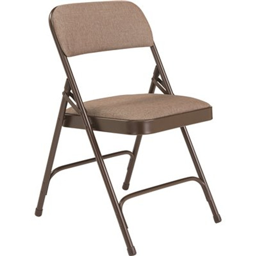 National Public Seating Brown Fabric Padded Seat Stackable Folding Chair (Set of 4)
