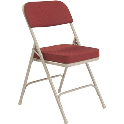 National Public Seating Burgundy Fabric Padded Seat Folding Chair (Set of 2)