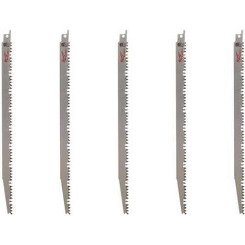 Milwaukee 12 in. 5 TPI Pruning SAWZALL Reciprocating Saw Blades (5-Pack)