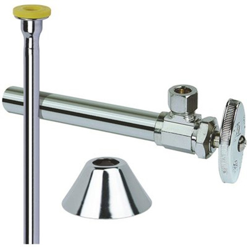 Toilet Kit: 1/2 in. Nom Sweat x 3/8 in. O.D. Comp Multi-Turn Angle Valve with 5 in. Extension, 12 in. Riser and Flange