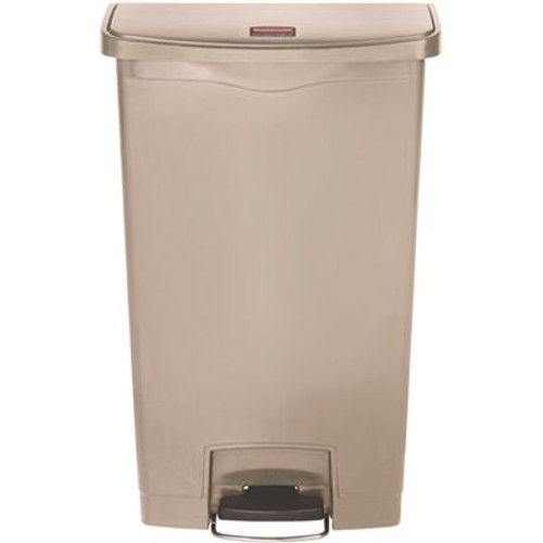Rubbermaid Commercial Products Slim Jim Step-On 18 Gal. Beige Plastic Front Step Trash Can