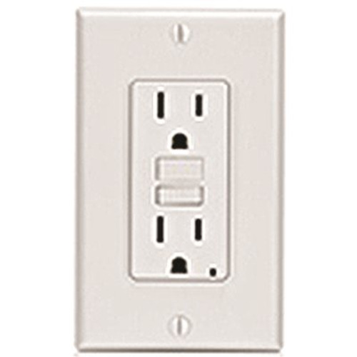 Leviton 15 Amp Self-Test SmartlockPro Slim Duplex GFCI Outlet, Light Almond