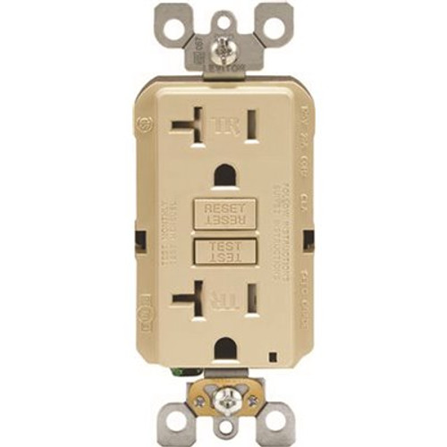 Leviton 20 Amp 2-Pole Receptacle GFCI Tamper-Resistant Duplex Outlet, Light Almond