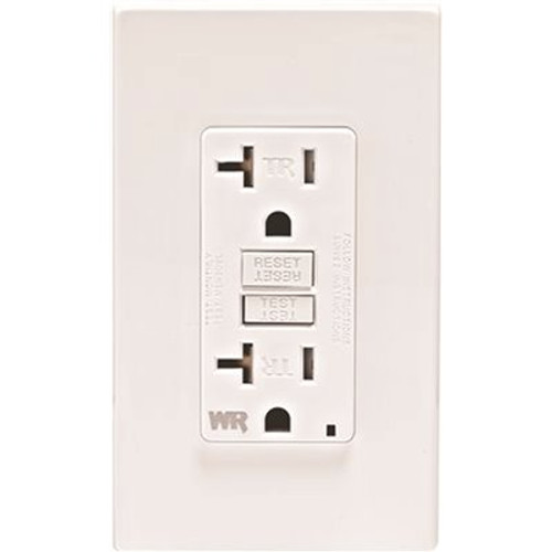 Leviton 20 Amp 125-Volt NEMA 5-20R SmartlockPro Weather and Tamper-Resistant Duplex GFCI Outlet with LED, White