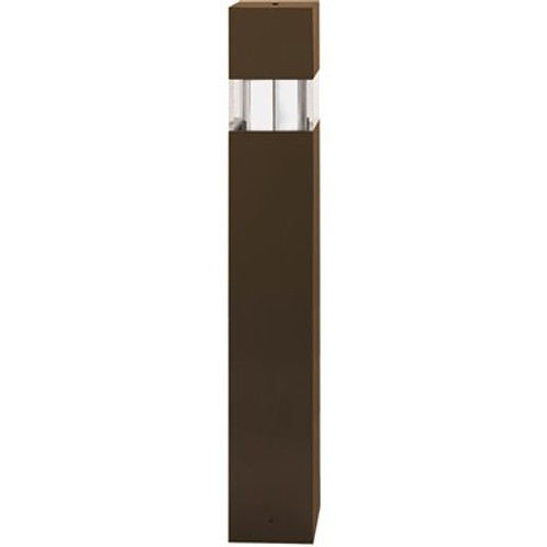Fresno 120-Volt to 277-Volt Line Voltage Dark Bronze LED Square Bollard Path Light, 3000K