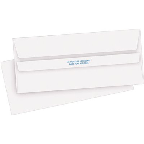 Business Source 4-1/8 in. x 9-1/2 in. Self-Seal Envelopes Regular Plain, White (500 per Box)