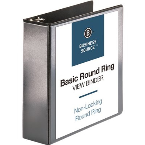 Business Source View Binder 3 in. Capacity with 2 Inside Pockets, Black Business Source View Binder 3 in. Capacity with 2 Inside Pockets, Black