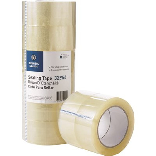 Business Source 1-7/8 in. x 164 ft. Packaging Tape, 3 in. Core, Clear (6 per Pack)