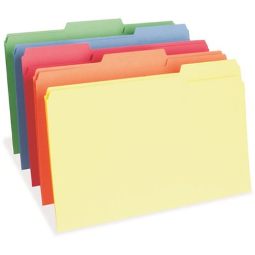 Business Source File Folders Legal 1/3 in. Cut 11-Point 1 in. Expansion Assorted (100-Box)