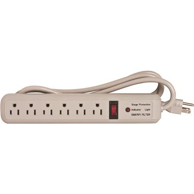 Compucessory 6 ft. Cord 6-Outlet Strip Surge Protector, Putty