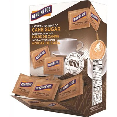 Genuine Joe Turbinado Cane Sugar Unrefined in Brown (200 per Box)
