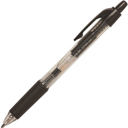 Integra Gel Pen Retractable Comfort Grip 0.7 mm Point, Black Dozen