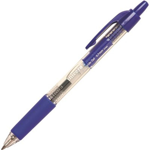 Integra Gel Pen Retractable Comfort Grip 0.7 mm Point, Blue Dozen