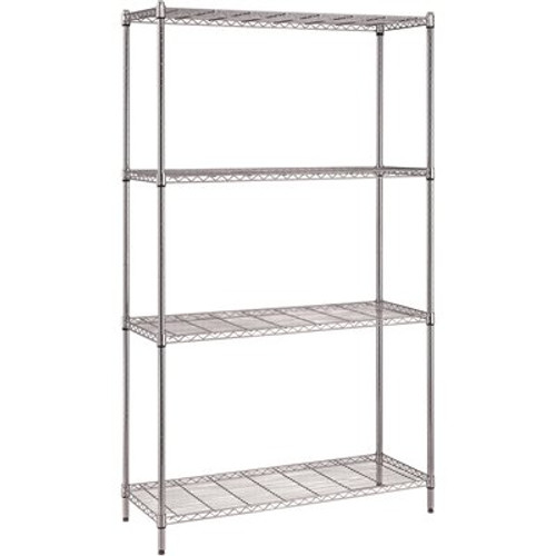 Quantum Storage Systems Convenient 1-Box Wire Shelving Unit, 4-Shelf, 24 in. W x 30 in. L x 72 in. H, Chrome