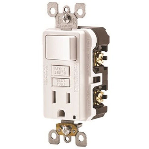 Leviton 15 Amp 125-Volt SmartlockPro 2-Pole Tamper-Resistant Combo GFCI Receptacle/Rocker Switch, White