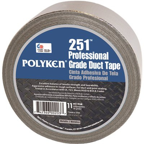 Polyken 2.83 in x 60.1 yds. 251 Professional Grade Duct Tape in Metallic Polyken 2.83 in x 60.1 yds. 251 Professional Grade Duct Tape in Metallic