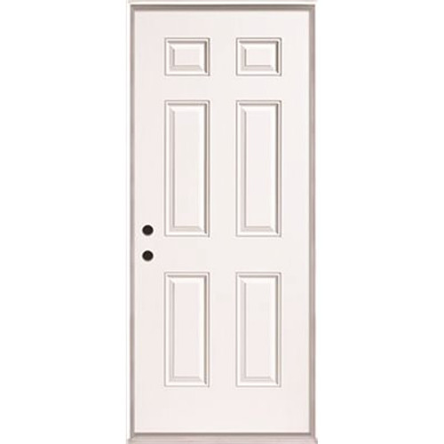 Masonite 36 in. x 80 in. White Right Hand Inswing 6-Panel Primed Steel Prehung Front Door