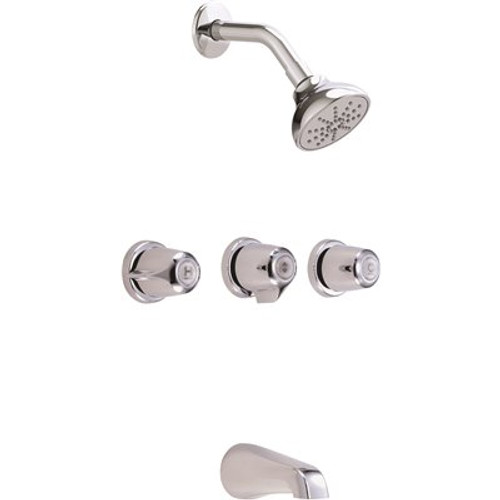 Gerber Plumbing Classics 3-Handle Wall Hung 1-Spray Tub and Shower Faucet in Chrome (Valve Included)