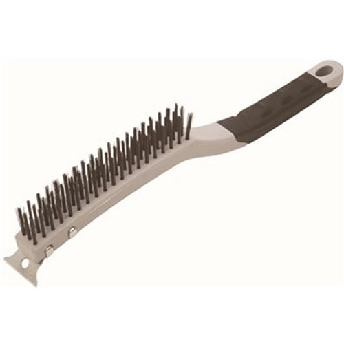 Warner Soft Grip 14 in. Steel Wire Brush with Scraper 3x13 Row