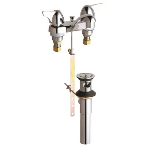Chicago Faucets TWO HANDLE BATHROOM FAUCET WITH 4 IN. CENTERS AND SOFTFLO AERATOR, CHROME, LEAD FREE