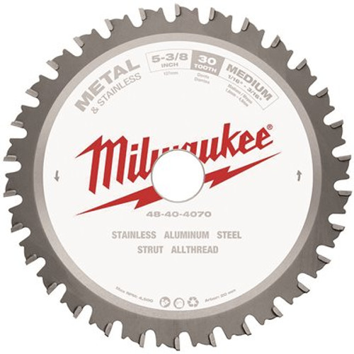 Milwaukee 5-3/8 in. x 30 Teeth Metal & Stainless Cutting Circular Saw Blade