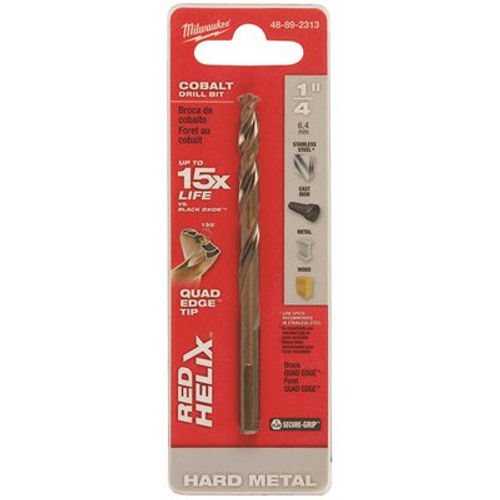 Milwaukee 1/4 in. Cobalt Red Helix Twist Drill Bit