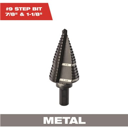 Milwaukee 7/8 in. - 1-1/8 in. #9 Black Oxide Step Drill Bit (2-Steps)