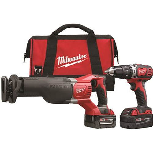 Milwaukee M18 18V Lithium-Ion Cordless Hammer Drill/SAWZALL Combo Kit with Two 3.0 Ah Batteries, Charger, Tool Bag (2-Tool)