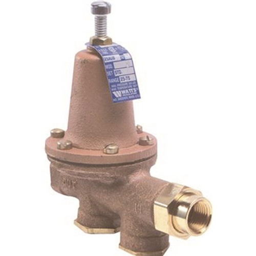 Watts Pressure Reducing Valve, 1/2 in. FNPT Union x FNPT , Lead Free Cast Copper Silicon Alloy Body, Adjustable 25-75 psi
