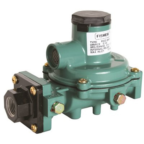 FISHER MFG. COMPACT SECOND STAGE REGULATOR, 650,000 BTU, 1/2 IN. FNPT INLET, 1/2 IN. FNPT OUTLET