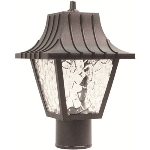 LiteCo Medium 1-Light Black Outdoor Colonial Style Post Top Fixture with Clear Flemish Lenses