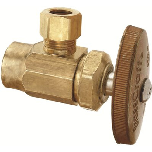 BrassCraft 1/2 in. Nominal Sweat Inlet x 3/8 in. O.D. Compression Outlet Brass Multi-Turn Angle Valve in Rough Brass