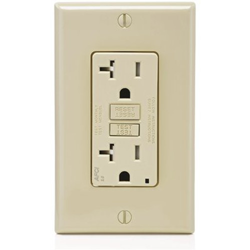 Leviton 20 Amp Tamper Resistant AFCI Duplex Outlet, Ivory