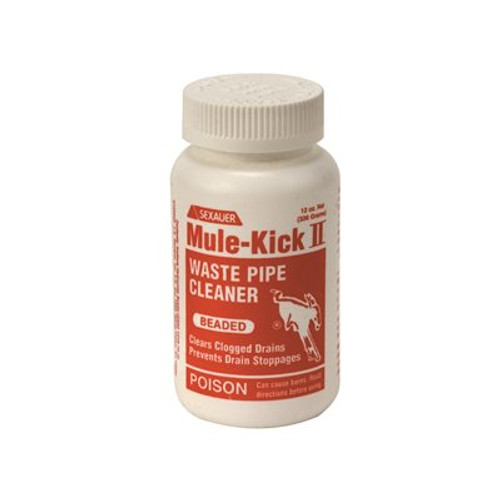 MULE KICK II CAUSTIC WASTE PIPE CLEANER, 12 OZ. SIZE MULE KICK II CAUSTIC WASTE PIPE CLEANER, 12 OZ. SIZE