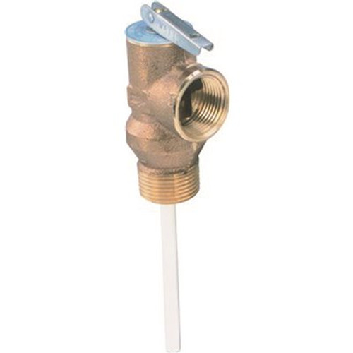 Watts 3/4 In Lead Free Self Closing Temp And Pressure Relief Valve, 150 psi, Extended Shank Up To 1 3/4 In Insulation