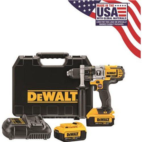 DEWALT 20V MAX Cordless Premium 3-Speed 1/2 in. Hammer Drill with (2) 20V 4.0Ah Batteries, Charger and Case