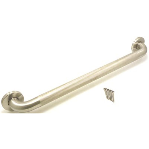 WingIts Premium Series 42 in. x 1.5 in. Diamond Knurled Grab Bar in Satin Stainless Steel (45 in. Overall Length)