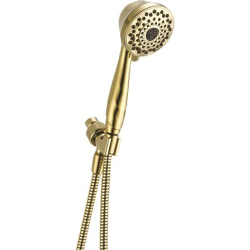 Delta 7-Spray 3.8 in. Single Wall Mount Handheld Shower Head in Polished Brass