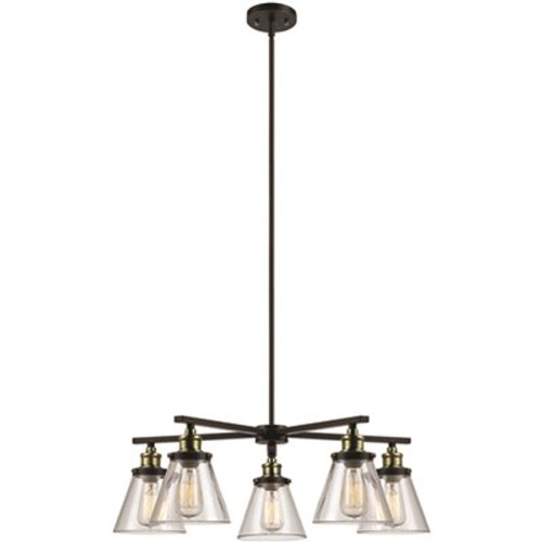 Globe Electric Jackson 5-Light Oil Rubbed Bronze and Antique Brass Chandelier