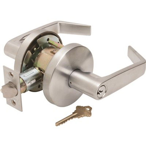 Falcon W-Series Storeroom Dane Door Lever, 2-3/4 in. Backset, SC1 Keyway In A Satin Chrome