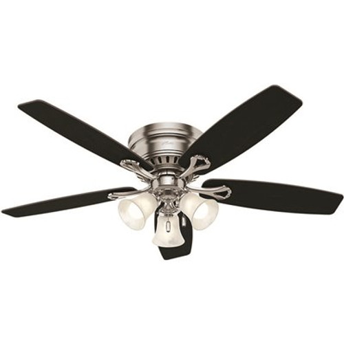 Hunter Oakhurst 52 in. LED Indoor Low Profile Brushed Nickel Ceiling Fan with Light Kit Hunter Oakhurst 52 in. LED Indoor Low Profile Brushed Nickel Ceiling Fan with Light Kit
