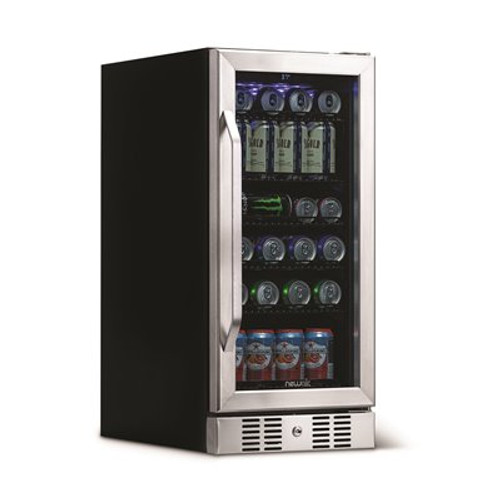 NewAir 15 in. 96 (12 oz.) Can Built-In Beverage Cooler Fridge w/ Precision Temp Controls, Adjustable Shelves, Stainless Steel