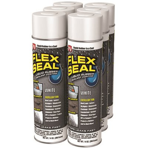 FLEX SEAL FAMILY OF PRODUCTS 14 oz. White Aerosol Liquid Rubber Sealant Coating Spray Paint (6-Case)