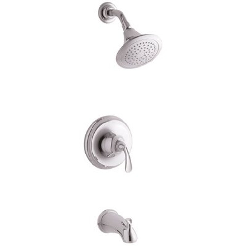 Forte Sculpted 1-Handle 1-Spray 2.5 GPM Tub and Shower Faucet with SlipFit Spout in Polished Chrome (Valve Not Included)