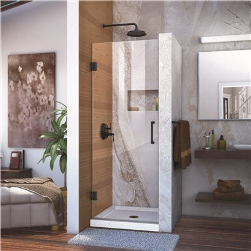 DreamLine Unidoor 30 in. x 72 in. Frameless Hinged Shower Door in Satin Black