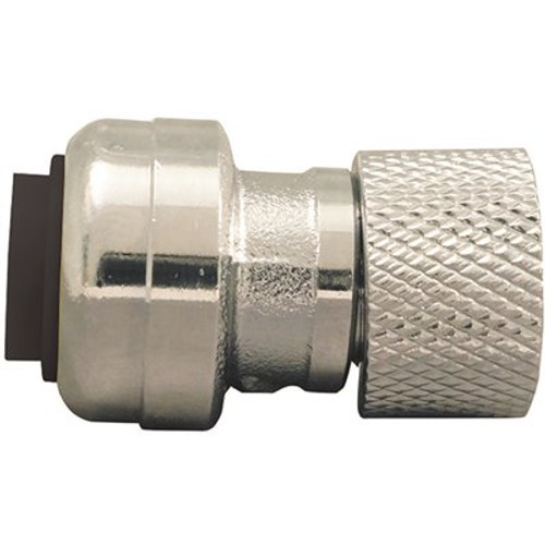 Tectite 1/4 in. (3/8 in. ) Chrome Plated Brass Push-To-Connect x 3/8 in. Compression Stop Valve Connector