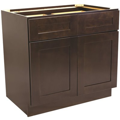 Design House Brookings Plywood Ready to Assemble Shaker 36x34.5x24 in. 2-Door 2-Drawer Base Kitchen Cabinet in Espresso Design House Brookings Plywood Ready to Assemble Shaker 36x34.5x24 in. 2-Door 2-Drawer Base Kitchen Cabinet in Espresso