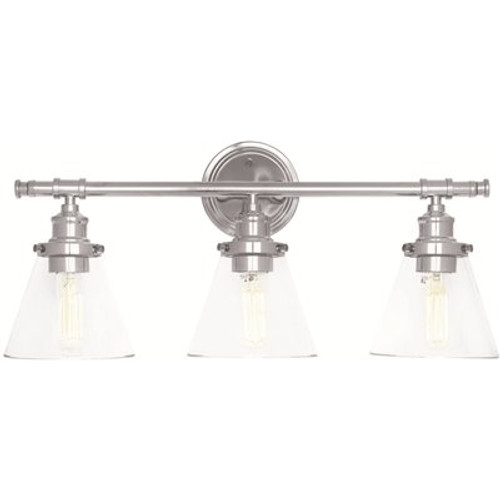 Globe Electric Parker 3-Light Chrome Vanity Light With Clear Glass Shades and Bath Set (5-Piece)